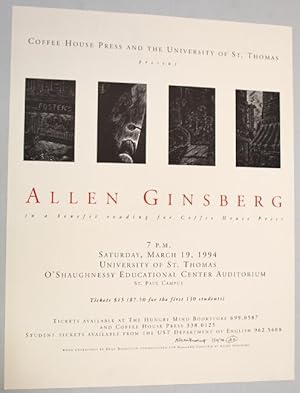 Coffee House Press and the University of Saint Thomas present Allen Ginsberg