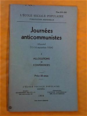 Journées anticommunistes, Montréal, 13-16 septembre 1934: I- Allocations et conférences, II- Mani...