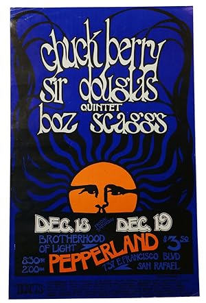 Original poster for Chuck Berry, Sir Douglas Quintet, & Boz Scaggs, Dec. 18 & 19 at Pepperland