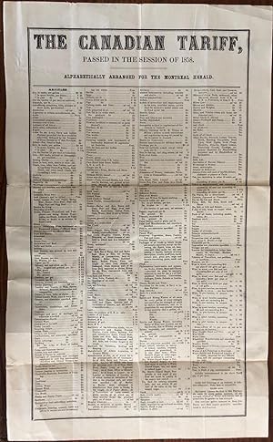 The Canadian Tariff passed in the Session of 1858. Alphabetically Arranged for the Montreal Heral...