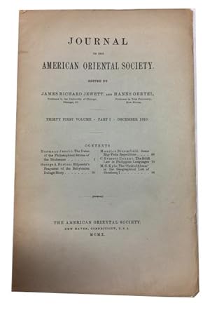 Journal of the American Oriental Society, Vol. 31, Part 1 (December 1910)