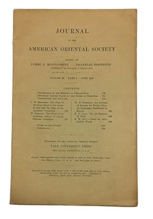 Journal of the American Oriental Society, Vol. 39, Part 3 (June, 1919)