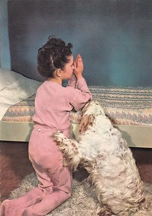 Dog Saying His Prayer Praying With Italian Lady 1960s Italy Postcard
