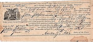 1837 OSWEGO COUNTY COURT SUMMONS, ISSUED & SIGNED BY AARON G. FISH, JUSTICE OF THE PEACE. PRINTED...