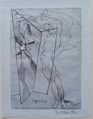 'España' Etching on Double Crown Menue Card.