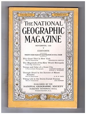 The National Geographic Magazine, November 1930. The Giant That Is New York; The Magnitude of the...