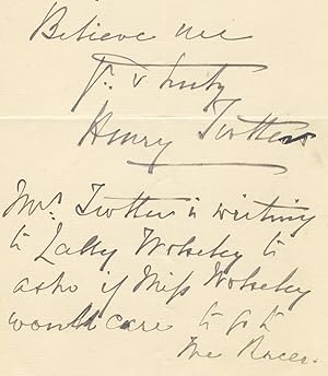 Autograph letter, signed "Henry Trotter," to the aid-de-camp of Field Marshall Garnet Joseph Wols...