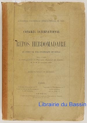 Exposition universelle internationale de 1889 Congrès international du repos hebdomadaire au poin...