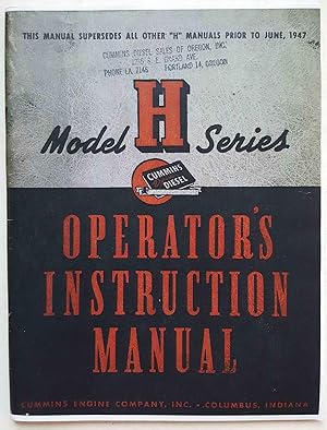 Cummins Model H Series Operator's Instruction Manual, Bulletin No. 6140-F