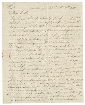 One and one-half page autograph letter signed, in ink, to Daniel Weston, Duxbury