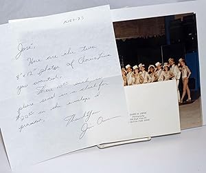 Two color photos of a Santa Cruz production of A Chorus Line with handwritten letter