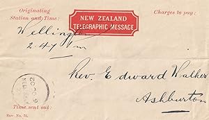 Wellington Railway Station New Zealand Antique 1902 Telegram