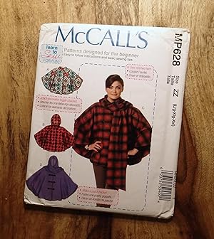 McCALL'S SEWING PATTERN : #MP628 : MISSES PONCHOS : Size Large