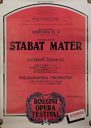 Large poster for Rossini's Stabat Mater performed at the Rossini Opera Festival in Pesaro, August...