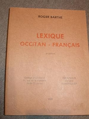 LEXIQUE OCCITAN - FRANCAIS