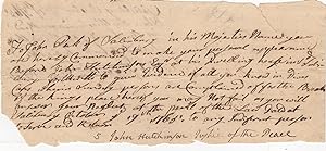 [Manuscript Writ Signed] Vermont Justice of the Peace John Hutchinson Summons John Peck the Breac...