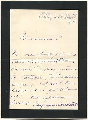 1900 French Artist Benjamin Constant Autograph Letter Signed