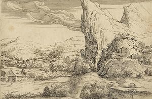 Antique Master Print-LANDSCAPE-MOUNTAIN-Titian-Wyngaerde-ca. 1640