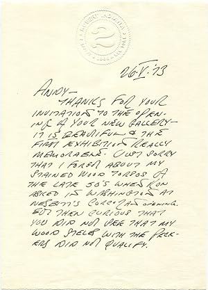 1973 - Robert Indiana Writes To Infamous Art Dealer Andrew Crispo; Great Art Content