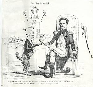 REVOLUTION 1848. - Karikatur. - Radowitz und Bally. "Der Reichspudel". Radowitz in Uniform überre...