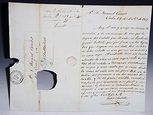 Autographed Letter Signed, Pablo Sabater to Manuel Comas, 1859-1860