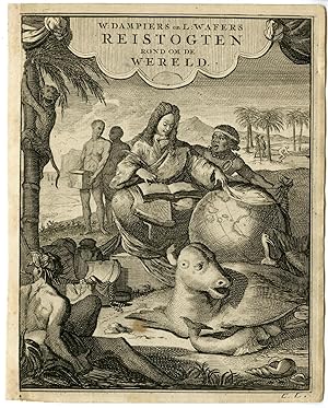 TITLE PAGE-VOYAGE-GLOBE-CHART-TREASURE-SEAL Caspar LUYKEN after DAMPIER, 1771