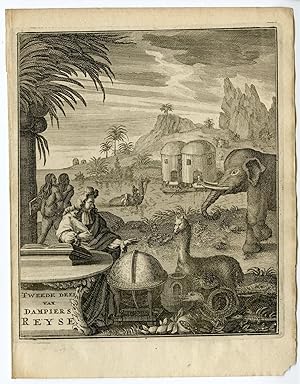 TITLE PAGE-ELEPHANT-GLOBE-SNAKE-LAMA-NATIVES Jan LAMSVELT after DAMPIER, 1771