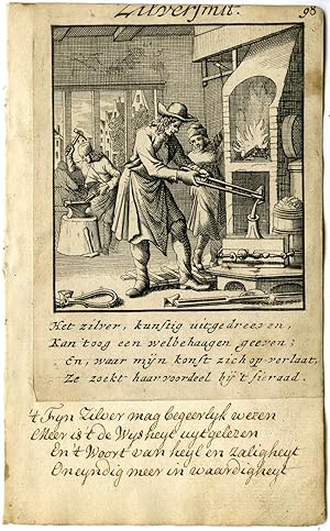 Antique Print-PROFESSION-ZILVERSMIT-SILVERSMITH-Luiken-Clara-1720