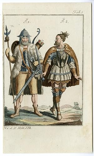 SUEBI TRIBE-WARRIORS-GERMANY-SUEVIANS-PL.1 After FERRARIO, 1823