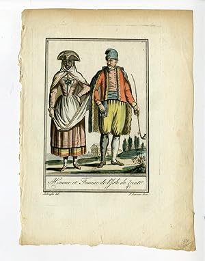 Antique Print-WOMAN-MAN-ISLAND-ZANTE-GREECE-COSTUME-Grasset-Labrousse-c.1794