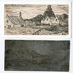 VILLAGE VIEW-LANDSCAPE-CHURCH 'Untitled' ANONYMOUS, ca. 1905