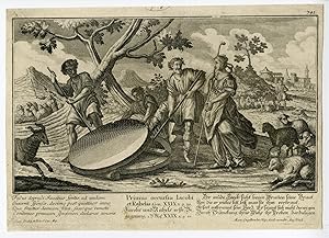 First meeting of Jacob and Rachel-engraving Martin Engelbrecht, 18th.c.