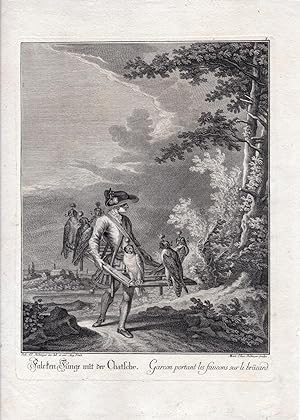 Antique Print-FALCONRY-HUNTING-Martin RIDINGER, ca. 1775
