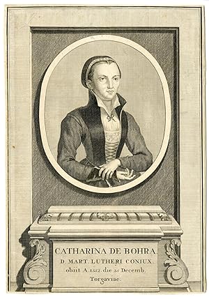 Antique Print-KATHARINA VON BORA-WIFE MARTIN LUTHER-PORTRAIT-ANONYMOUS-c. 1700