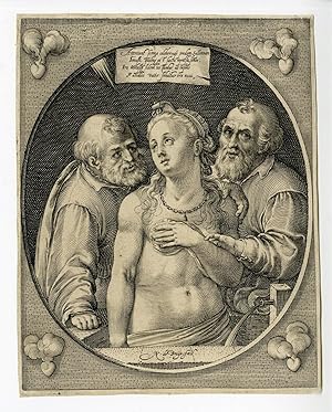 Antique Master Print-SUSANNA AND THE ELDERS-Nicolaes de Bruyn-c.1620