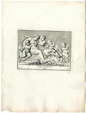 Antique Print-VICTORY PROCESSION OF BACCHUS-SATYR-PUTTI-PL.XXX-POOL after BOSSUIT-1727