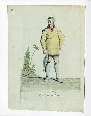 2 Antique Prints-WOMAN-MAN-RESIDENT-NORTON-COSTUME-Desrais-Grasset-Mixelle-1784