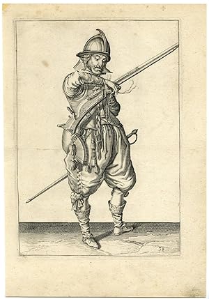 Antique Print-MILITARY-HARQUEBUS-CALIVER-FIRELOCK-PL.38-DE GHEYN after own design-1608