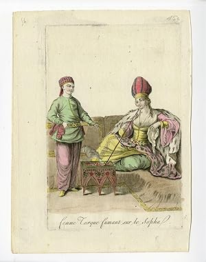Antique Print-WOMAN-TURKISH-SMOKING-SOFA-COSTUME-Desrais-Grasset-Mixelle-1784