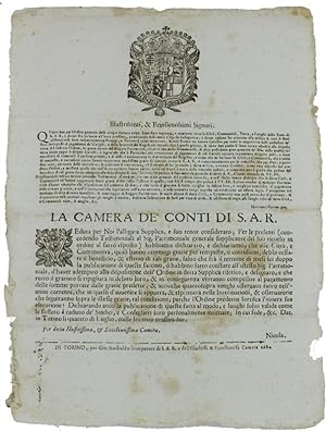 VEDUTA PER NOI L'ALLIGATA SUPPLICA, E SUO TENOR CONSIDERATO Dat' in Torino li 4 di Luglio 1682 [...