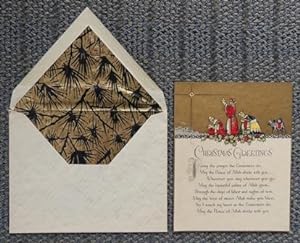 VINTAGE CHRISTMAS CARD "MAY THE PEACE OF ALLAH". DECORATED ENVELOPE.