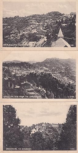 Darjeeling Shrubbery Aerial 3x Antique Indian Postcard s