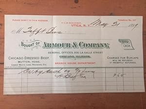 ARMOUR & COMPANY, CHICAGO DRESSED BEEF, MUTTON, HOGS, CANNED MEATS, LARD, PROVISIONS, ETC. CHICAG...