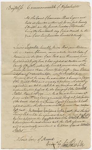 Very Early 1790s Naturalization Certificate for Famous French Physician  One the First Persons t...