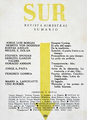 Revista SUR No. 286 Ene-Feb 1964. - Jorge Luis Borges: Henget Cyning; Heimito Von Doderer: El art...