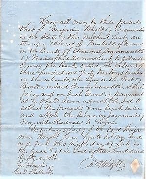 1858 HANDWRITTEN POWER OF ATTORNEY TO EDWARD D. KIMBALL IN THE SALE OF THE BARQUE "SALEM."