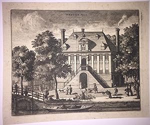 [Antique print, etching] Wester Hal in Amsterdam (Westerhal), published ca. 1726.