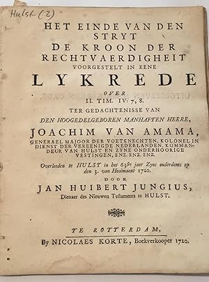 Pamphlet. Het einde van den stryt de kroon der rechtvaerdigheit : voorgestelt in eene lykrede ove...