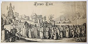 [Antique print, etching/ets, 80 year old war] Treves Endt / Allegory of the end of the Truce, 162...