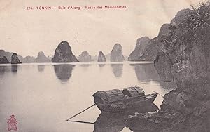 Tonkin Vietnam Baie d'Along Deserted Boat Antique Postcard